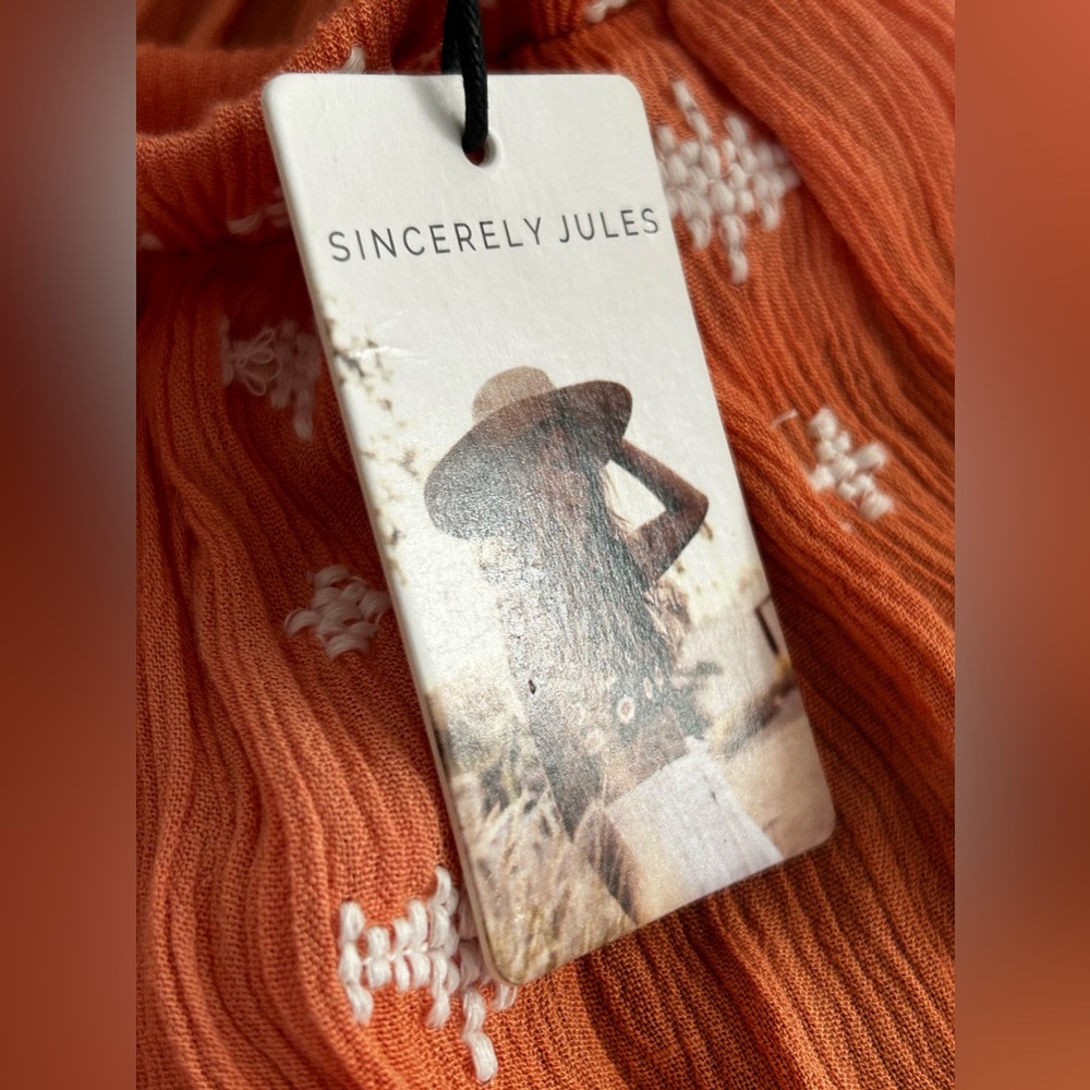 Sincerely Jules Jumpsuit women’s XS orange white NWT - Picture 8 of 14